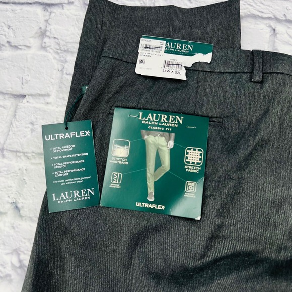 Lauren Ralph Lauren Mens Grey Ultraflex Classic Fit Stretch Dress Pants 38Wx32L - Picture 10 of 10